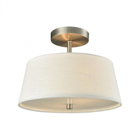 Thomas Morgan 2-Light Semi Flush in Brushed Nickel with White Fabric Shade an CN600362